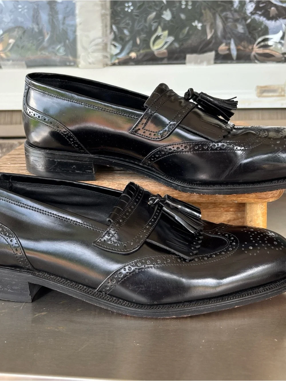 Florsheim Black Leather Tassel Kiltie Loafers Sz 10 Men’s Business shoes